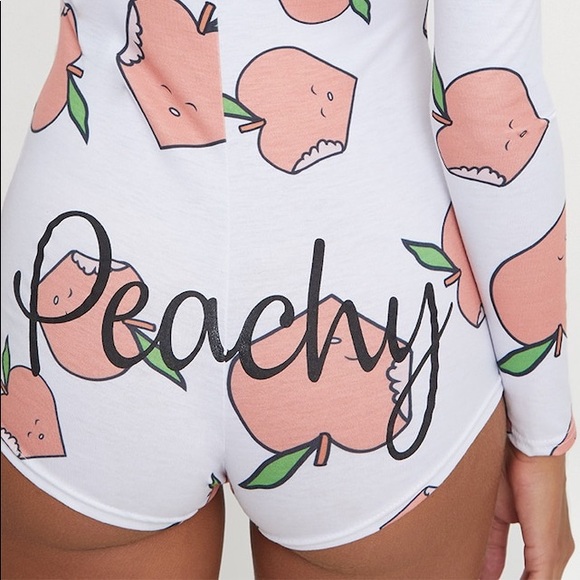PLT White PEACHY Printed PJ Romper - Picture 3 of 5
